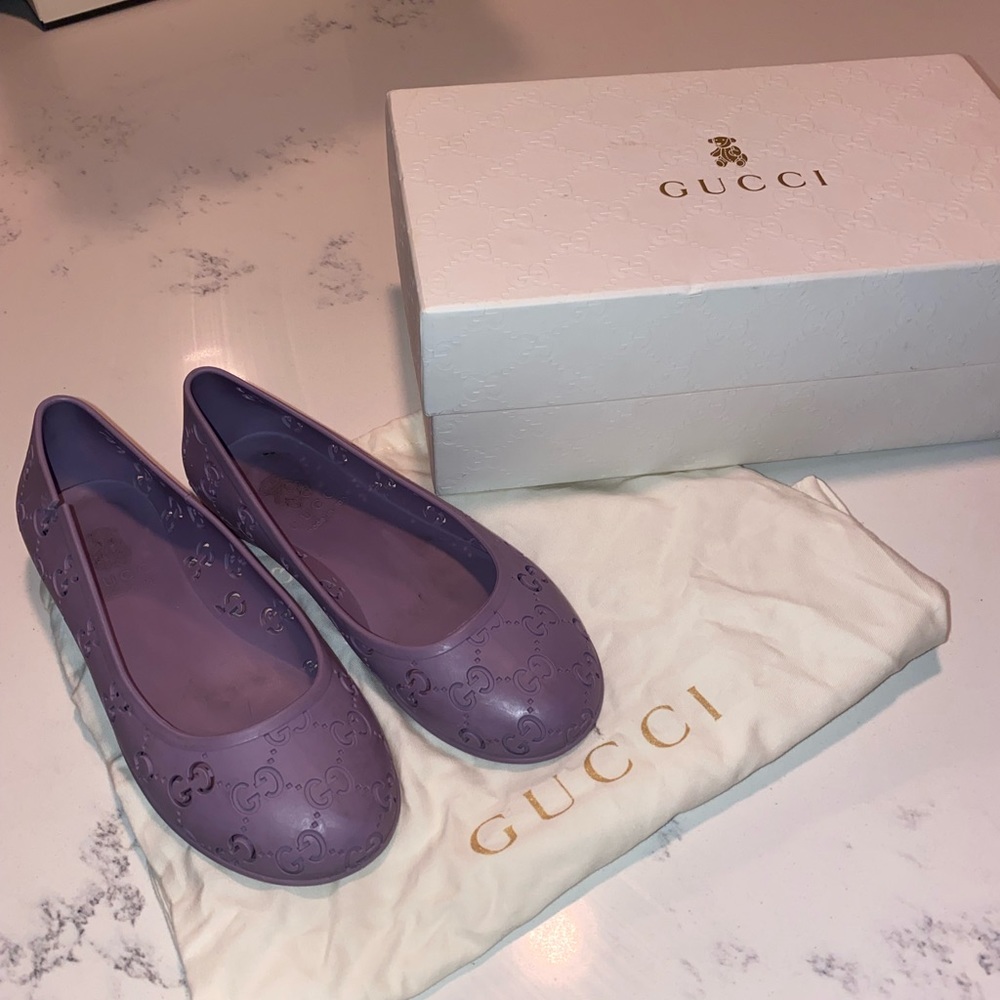 Kids lilac color rubber Gucci flats